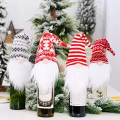Papai Noel Natal garrafa de vinho tampa, ornamento do chapéu, decoração da festa para casa, ano novo, 1 conjunto