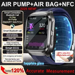 2025 novo grau de enfermagem saco de ar relógio inteligente masculino gordura no sangue ecg + ppg transmissão pressão arterial nfc hd bt chamada saúde smartwatch mulher