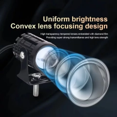 Imagem do 2 pçs universal motocicleta led farol lente do projetor dupla cor atv scooter lâmpada de condução luz nevoeiro lâmpada holofote auxiliar
