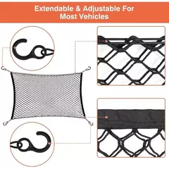 Imagem do Cerca para porta-malas de carro, 120x90cm, rede protetora de isolamento para cães de estimação, durável, elástica, camada dupla, cerca de segurança para qualquer carro