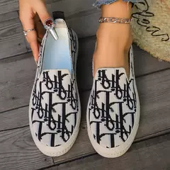 Graffiti mocassins femininos 2025 primavera e verão malha boca profunda moda mais fácil para combinar casual xadrez respirável tênis