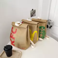 Imagem do Mochila escolar Kfc com cordão, estilo kawai, personalizado, casual, presente de aniversário, para estudante, atacado