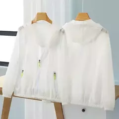 Casaco protetor solar com capuz feminino, roupa com protetor solar ao ar livre, à prova de ultravioleta, casaco fino respirável, curto corta-vento feminino, verão, novo, 2022 na internet