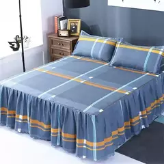 Conjunto de colcha de algodão bordado, saia de cama, fronhas, capa de folha, rei, rainha, duplo, 1.5 m, 1.8 m, 2m, 3pcs - Wolf Magazine