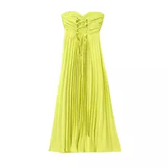 Vestido longo plissado sem alças feminino, Elegante, Sem alças, Fita, Plissado, Sexy, Sem mangas, Sem encosto, Lady, Festa à noite, Novo, Verão, 2022 - comprar online