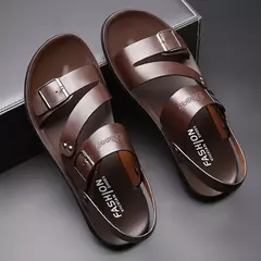 Moda Confortável Sandálias Masculinas Cor Sólida Open Toe Mens Sandálias De Couro 2023 Novos Chinelos De Praia para Calçado De Couro Masculino - Wolf Magazine