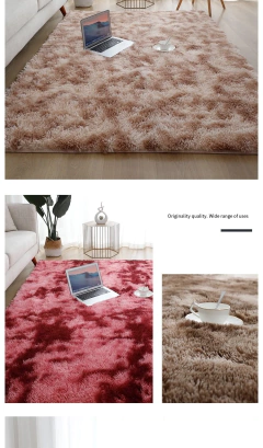 Imagem do Tapete De Lã De Seda Tie-Dye Tapete De Quarto Espessado Cabelo Comprido Cobertor De Cama De Janela, Simples Ins Vento, Cor sólida, Sala De Estar, Atacado