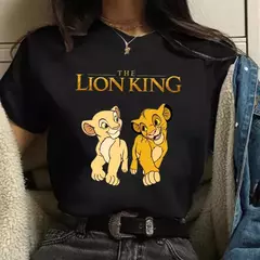 Imagem do T-shirt do Rei Leão Disney para mulheres, top Kawaii engraçado, camiseta Harajuku, roupas femininas, Hakuna Matata, anos 90