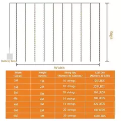 Imagem do 6m decoração de natal controle remoto feriado casamento conto de fadas flor anel luz quarto cortina caixa bateria luz da corda