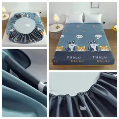 Kuup poliéster impermeável desenhos animados cabido folha, cama king size tampa, sem fronha, elástico, em torno do colchão, 360 ° na internet