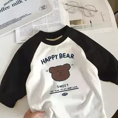 Camisetas de manga comprida de algodão puro para meninos e meninas, camiseta infantil, roupa de bebê, elegante, nova, primavera e outono