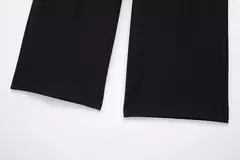 TRAFZA-Calça comprida com retalho feminino, Monocromática, Perna larga, Versátil, Casual, Calças soltas, Streetwear, Moda, 2024