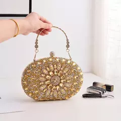 Bolsas De Embreagem De Strass Para Mulheres, Bolsa Redonda Dourada, Cristais Bolsas De Festa, Designer De Diamante, Bolsas Crossbody, Marca De Luxo, 2024 - comprar online