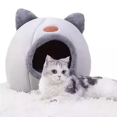 Mais alta qualidade conforto casa para animais de estimação tenda inverno deluxe semi-fechado sono profundo cama de gato casa para animais de estimação tenda pequena esteira cesta pequeno cão - Wolf Magazine