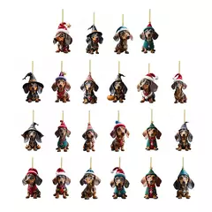 Desenhos animados Cute Dog Natal Enfeites, Xmas Tree Pendant, Fun Dachshund, Pendurado Decoração Presente, Fontes do partido, Casa, Decoração do carro na internet