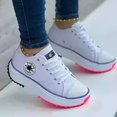 Imagem do Sapatilhas casuais com renda para mulheres, calçados esportivos de plataforma, tênis feminino plus size, nova moda, verão, 2024