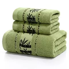 Conjunto de toalha de praia de banho verde bambu para adultos, rosto, mão, esporte, banheiro, 35cm x 75cm x 2pcs, 70cm x 140cm, 1 conjunto, conjunto de 3