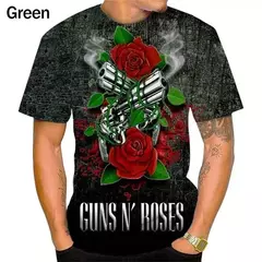Homens e mulheres em 3D impresso T-shirts, Guns N Roses, Rock Band, Skull Streetwear, personalizado mais camisa, verão, novo na internet
