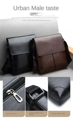 Imagem do Bolsa crossbody impermeável para homens, cor sólida, grande capacidade, pasta portátil, armazenamento de couro PU, sacos de ombro, meninos