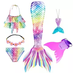 Novas crianças a pequena sereia caudas crianças memaid maiô biquíni traje de halloween feminino pode adicionar monofin para piscina