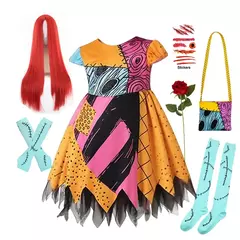 2025 meninos meninas halloween cosplay traje sally jack pesadelo antes do natal criança role play vestido carnaval roupas de festa - loja online