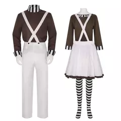 Imagem do Oompa quente cosplay loompa filme chocolate disfarce peruca fantasia traje adulto halloween carnaval festa conjunto novo