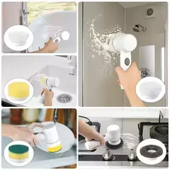 Xiaomi 5 em 1 poderosa escova de limpeza elétrica rotação purificador escova limpeza profunda com 5 cabeças substituíveis para banheiro cozinha - loja online