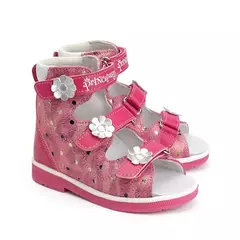 Criança Ortopédica Sandálias Princepard Meninas Crianças Sapatos Corretivos com Costas Altas e Tornozelo & Arch Suporte Brilhante Pink Pairing