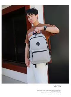 Mochila de carregamento USB impermeável para homens, sacos traseiros do escritório do negócio, mochila para laptop casual, mochilas escolares masculinas, 15,6";;VERDADEIRO;;"CINZA - Wolf Magazine