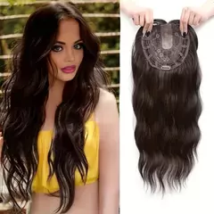 Yelowtim perucas sintéticas onduladas, grampo de cabelo na parte superior da cabeça da mulher, peça de extensão de cabelo naturalmente encaracolado, marrom e preto na internet