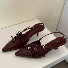 Toe apontado sapatos de salto alto, sandálias rasas Slingback, bombas Trend Party Dress, sapatos elegantes, designer sexy, novo - loja online