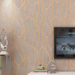 Papel de parede 3D não tecido à prova de umidade, fundo moderno, adesivos de parede engrossados, listras curvas, europeu, 53cm