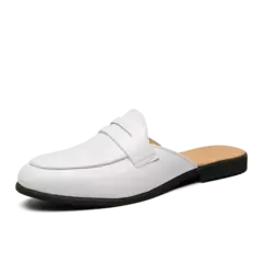 Nova Chegada All-match Muller Sapatos Homens Moda De Couro Metade Chinelo Homens Verão Mocassins Flats Chinelos para Sapatos Dos Homens Ao Ar Livre