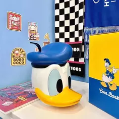 Disney pato donald dos desenhos animados boneca poupança pote mudança jar mickey mouse figura de ação modelo cofrinho anime criança brinquedos presentes