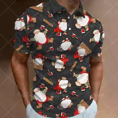 3D Natal Imprimir Polo T-shirts para homens, camisas soltas de grandes dimensões, Street Designer, mangas curtas, roupas simples, alta qualidade - loja online