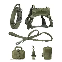Imagem do Coleira grande para cães, conjunto militar de arnês e coleira para treinamento de animais de estimação, arnês tático de pastor alemão para cães de todos os tamanhos