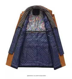 Imagem do Casaco de lã quente grosso masculino, casacos casuais inteligentes, gola alta, cachecol destacável, moda Exterior, outono, inverno