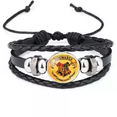 Harri potter pulseiras de couro com contas brinquedos hogwarts slytherin grifinória distintivo pomo mortos da morte 93/4 pulseira presentes brinquedos - comprar online