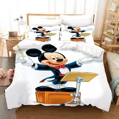 Disney Mickey Mouse Conjunto de cama para meninos, colcha única, capa de edredão, decoração do quarto infantil, queen e king size, quarto casal, 3 PCs - loja online
