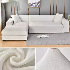 Imagem do Tampa de veludo grosso do sofá para a sala de estar, tampa elástica, sofá de canto em forma L, estiramento, 1,2, 3,4 Seater