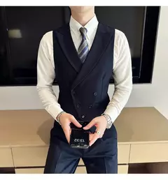 Blazers colete de peito duplo masculino, terno casual slim fit masculino, colete de ajuste de alta qualidade, roupas de marca primavera, 2023 € na internet