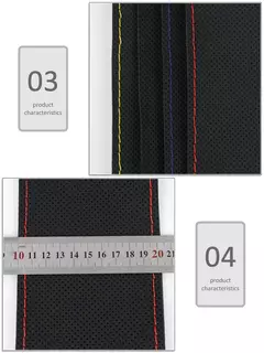 Capa de volante de carro feita à mão de 37-39cm, couro de microfibra perfurado, protetor de volante respirável e antiderrapante - loja online