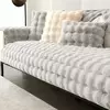 Imitação de Pele De Coelho Sofá De Pelúcia Slipcover, Antiderrapante, Toalha Macia, Almofada Do Sofá, Sala De Estar, Decoração Moderna De Casa