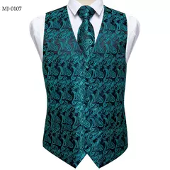 Festa de casamento ouro colete paisley floral jacquard colete masculino 4 pçs colete gravata lenço anel hanky abotoaduras conjunto dibangu - loja online