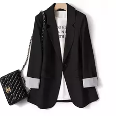 Blazer monocromático de manga comprida feminino, casaco casual, jaqueta de trabalho, escritório, negócio, novo, moda coreana, primavera, 2022 - comprar online