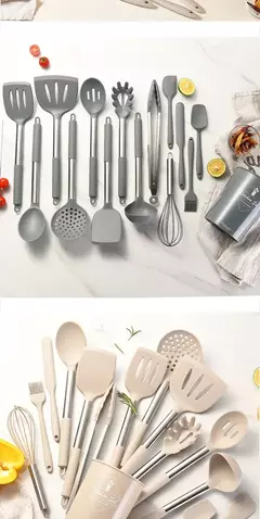 Conjunto De Utensílios De Cozinha De Silicone Preto, Panelas Antiaderentes, Punho De Aço Inoxidável, Espátula, Batedores De Ovo, Acessórios De Utensílios De Cozinha, 15Pcs
