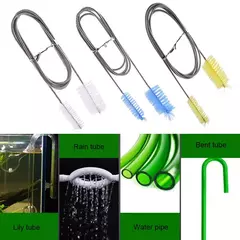 Escova de limpeza de aquário para mangueira de água tubo de ligo tubo de ar de aço inoxidável flexível tubo dobrado cabeça dupla escova limpador de tanque de peixes - loja online
