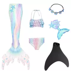 Novo verão crianças natação sereia cauda traje cosplay crianças princesa festa fantasia maiô pode adicionar monofin fin natal - loja online