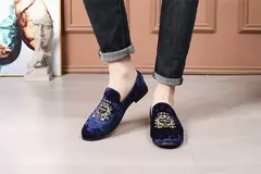Sapatos de couro de camurça para homens, sapatos de casamento, sapatos baixos Oxford, mocassins bordados, tamanho grande, alta qualidade, designer, luxo, festa - loja online