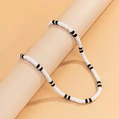 Colar hombre bohemia branco preto macio polímero contas colar masculino collier homme masculino colar para homens mulheres collana uomo - loja online